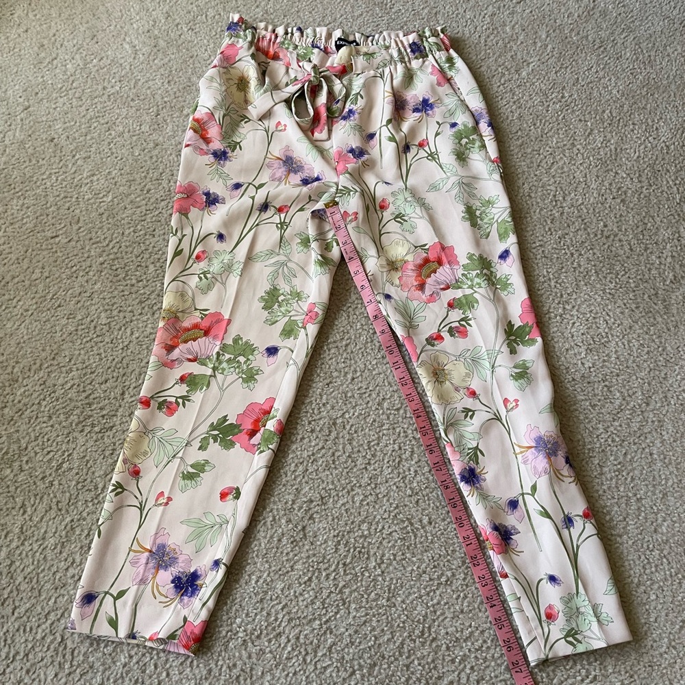 Express Multicolor Floral High Rise Ankle Pants size medium - Picture 7 of 9